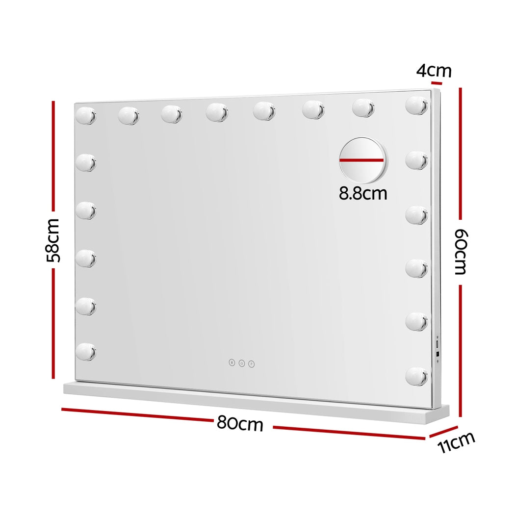 Embellir Makeup Mirror 80x58cm Hollywood Vanity with LED Light Tabletop Wall Embellir
