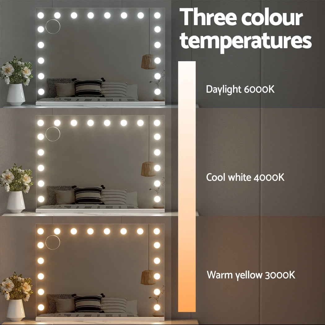 Embellir Makeup Mirror 80x58cm Hollywood Vanity with LED Light Tabletop Wall Embellir
