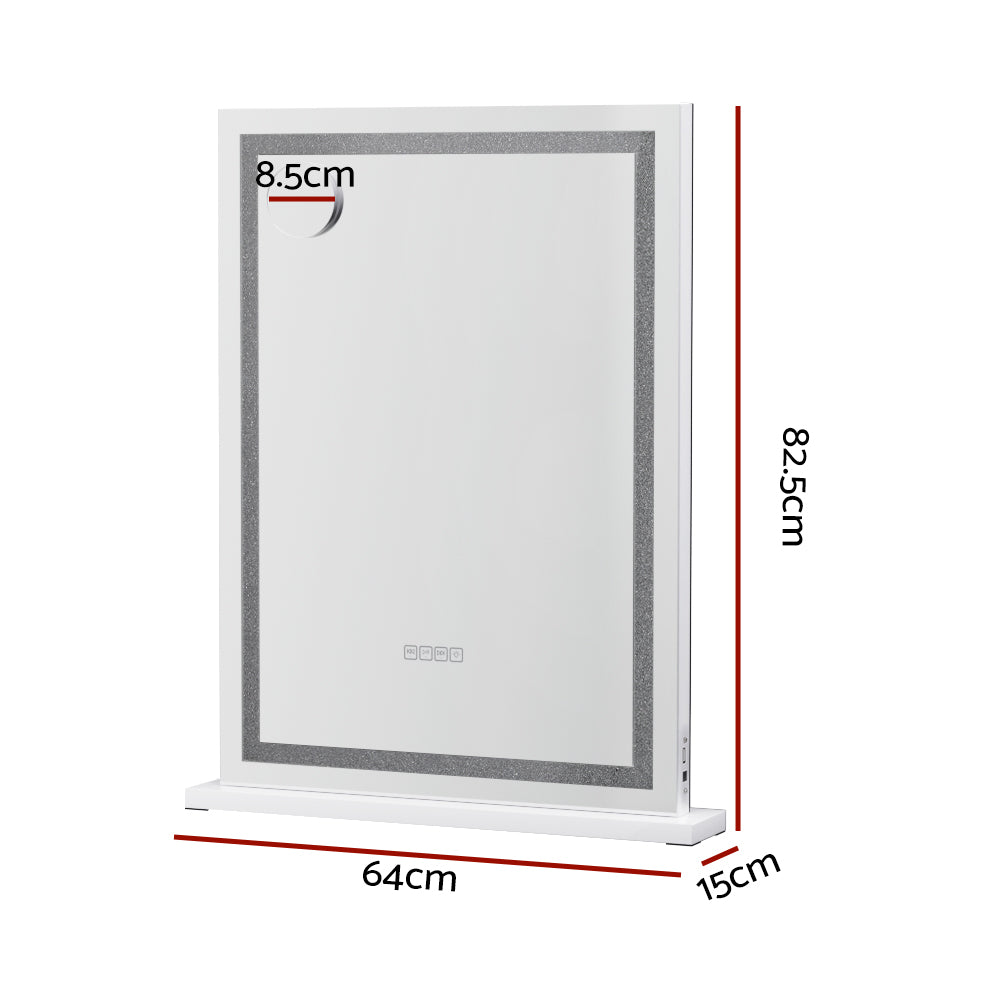Embellir Bluetooth Makeup Mirror 58x80cm Hollywood Vanity with LED Light Crystal Embellir