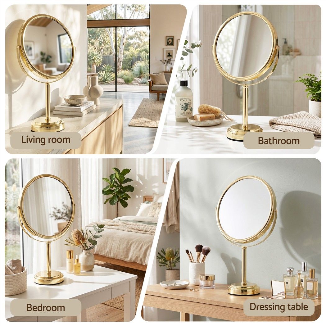 Embellir Makeup Mirror 20x20cm 1X 5X Magnifying Rotation Tabletop Gold Embellir