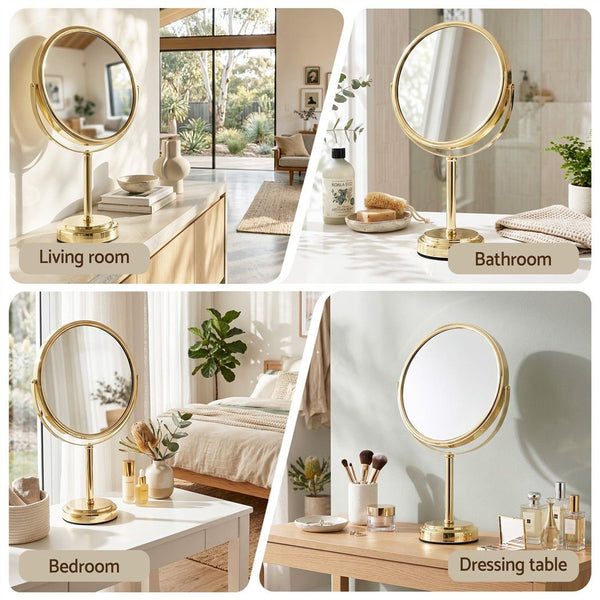 Embellir Makeup Mirror 20x20cm 1X 5X Magnifying Rotation Tabletop Gold Embellir