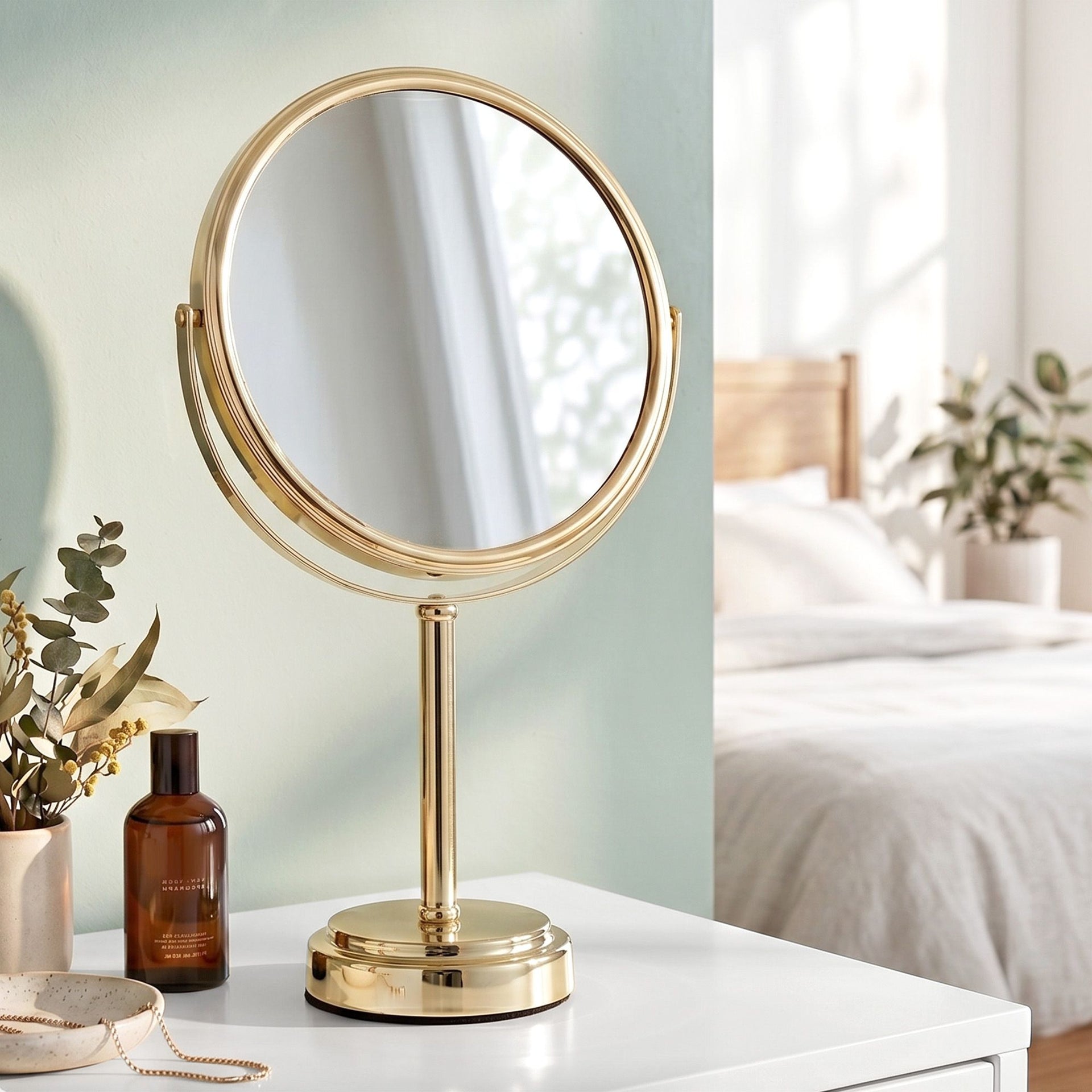 Embellir Makeup Mirror 20x20cm 1X 5X Magnifying Rotation Tabletop Gold Embellir
