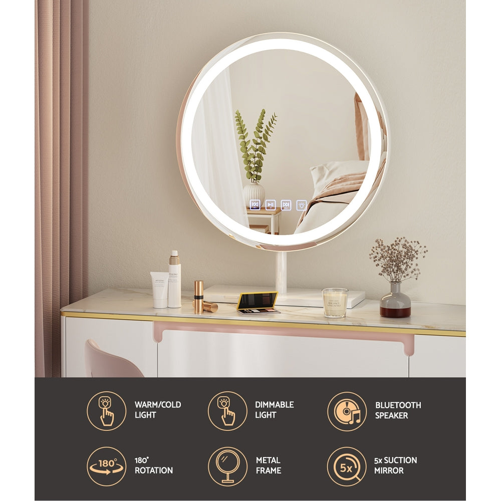 Embellir Makeup Mirror 40x40cm Hollywood Vanity with LED Light Tabletop Round Embellir