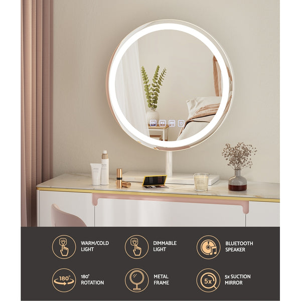 Embellir Makeup Mirror 40x40cm Hollywood Vanity with LED Light Tabletop Round Embellir
