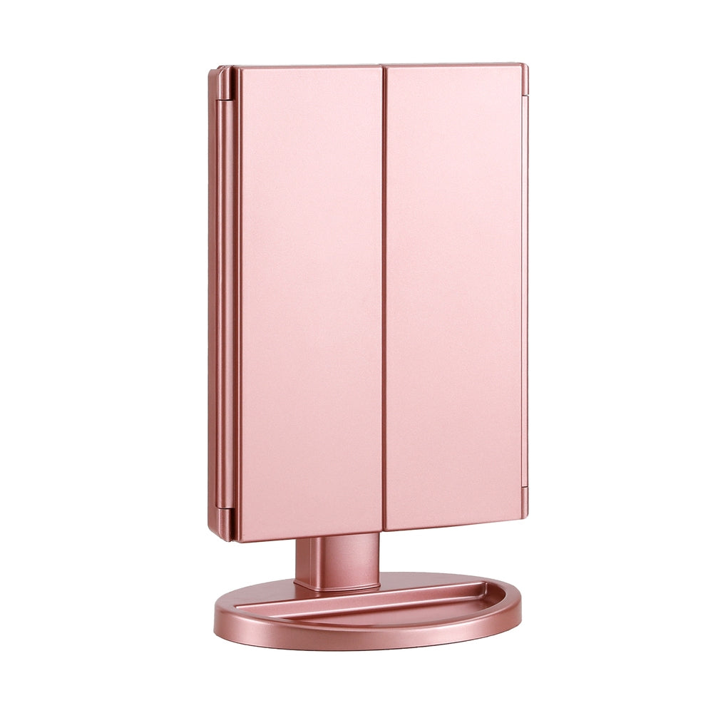 Embellir Tri-fold Makeup Mirror 1X2X3X Magnifying with LED Light Travel Portable Pink Does Not Apply