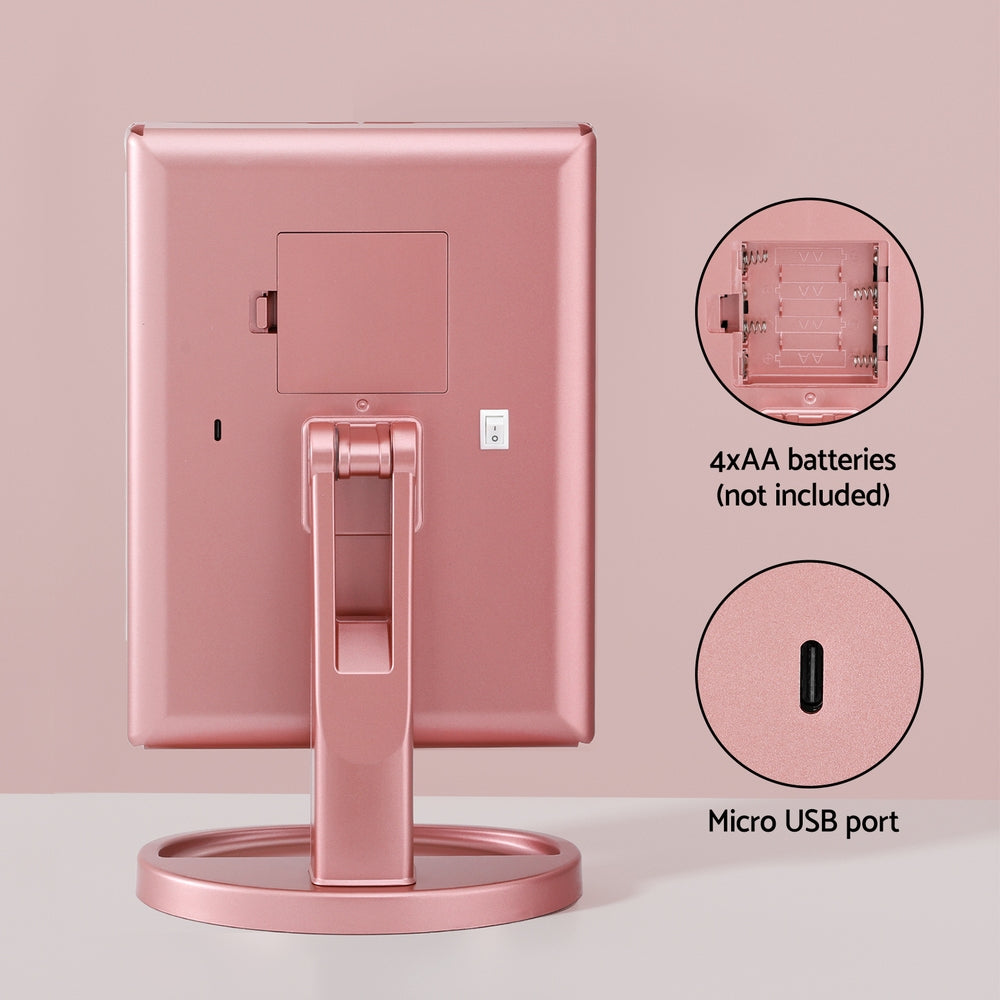 Embellir Tri-fold Makeup Mirror 1X2X3X Magnifying with LED Light Travel Portable Pink Does Not Apply