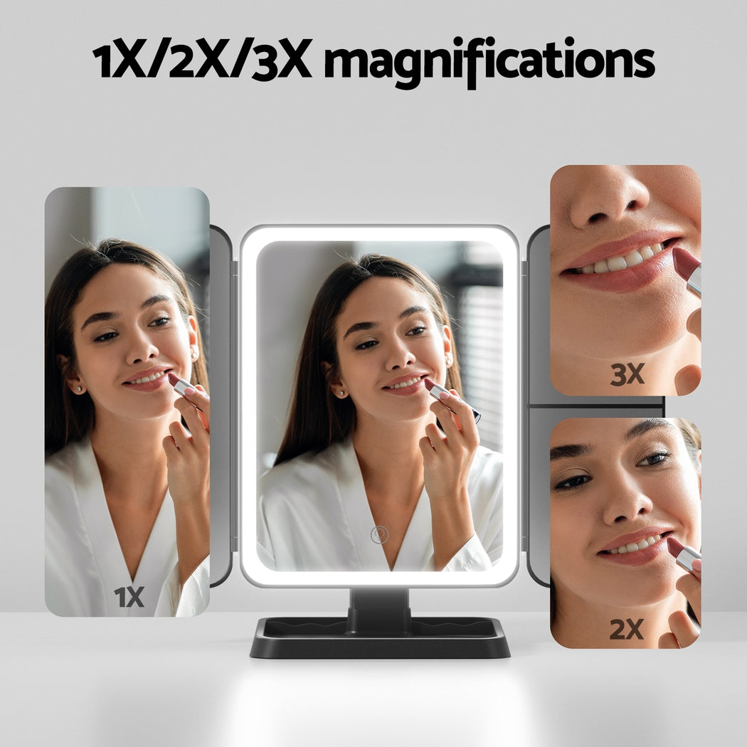 Embellir LED Makeup Mirror Tri-fold Lighted Vanity Mirrors 1X2X3X Magnifications Does Not Apply