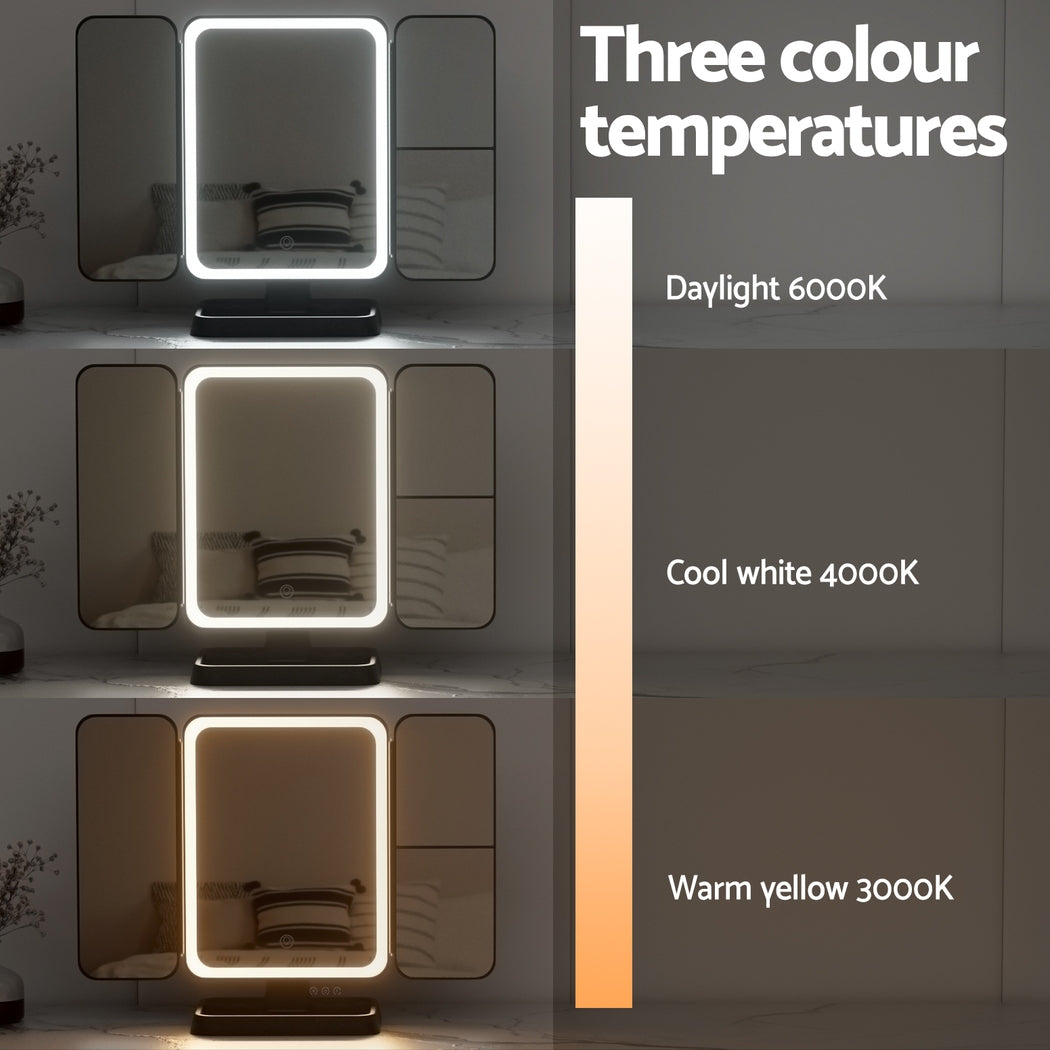 Embellir LED Makeup Mirror Tri-fold Lighted Vanity Mirrors 1X2X3X Magnifications Does Not Apply