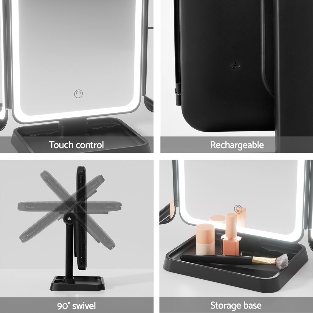 Embellir LED Makeup Mirror Tri-fold Lighted Vanity Mirrors 1X2X3X Magnifications Does Not Apply