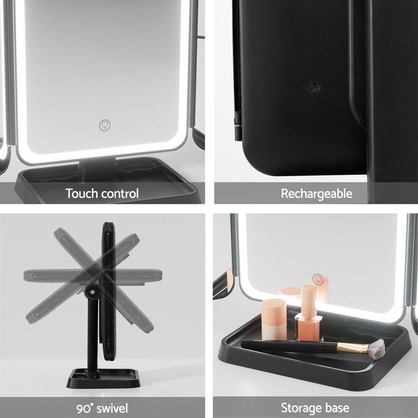Embellir LED Makeup Mirror Tri-fold Lighted Vanity Mirrors 1X2X3X Magnifications Does Not Apply