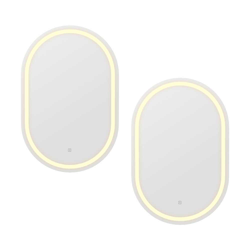 Embellir 2 LED Wall Mirror With Light 50X75CM Bathroom Decor Oval Mirrors Vanity Embellir
