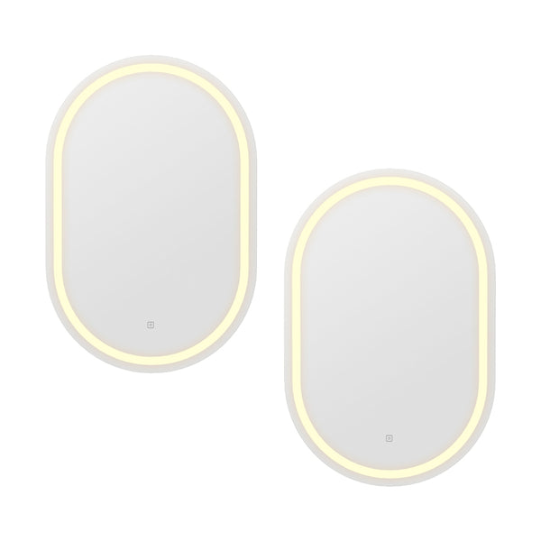 Embellir 2 LED Wall Mirror With Light 50X75CM Bathroom Decor Oval Mirrors Vanity Embellir
