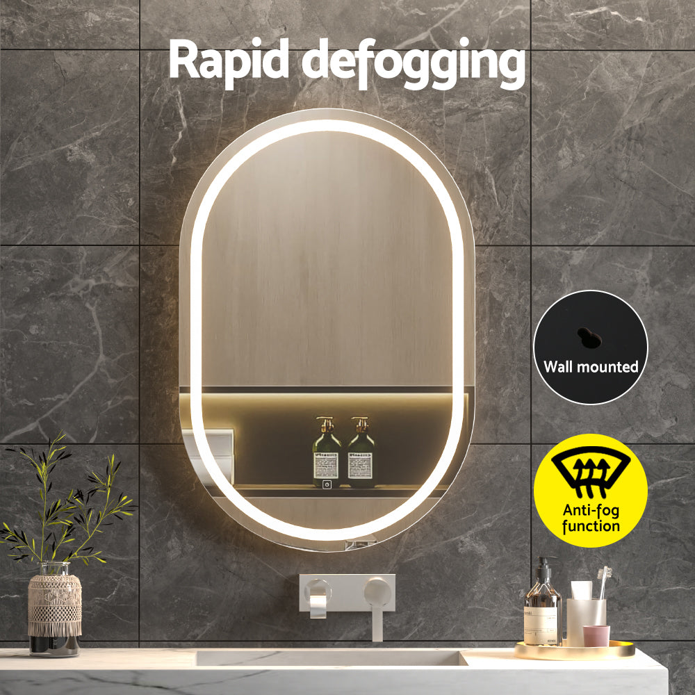 Embellir 2 LED Wall Mirror With Light 50X75CM Bathroom Decor Oval Mirrors Vanity Embellir