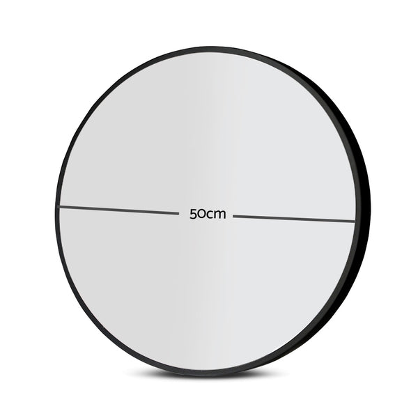 Embellir 2 Wall Mirror Makeup 50cm Home Decor Framed Mirrors Bathroom Round Black Embellir