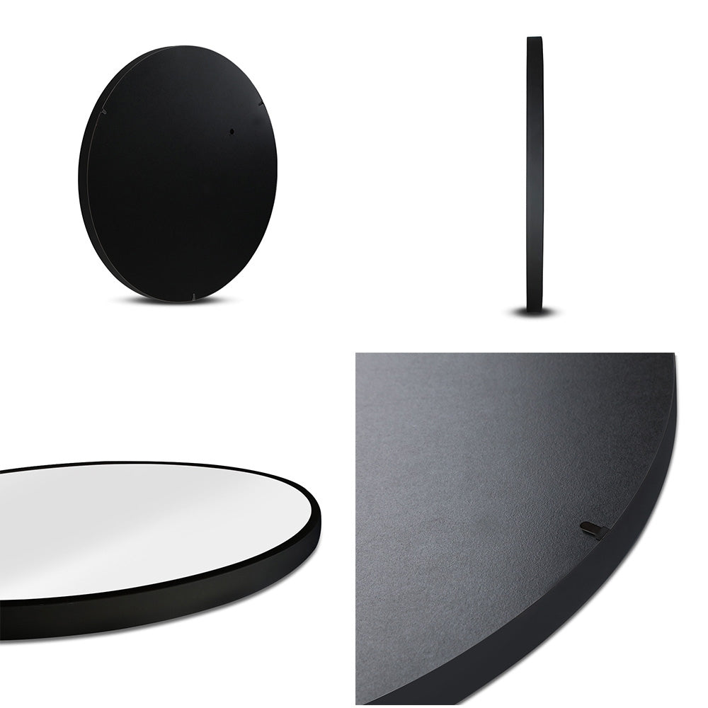 Embellir 2 Wall Mirror Makeup 50cm Home Decor Framed Mirrors Bathroom Round Black Embellir