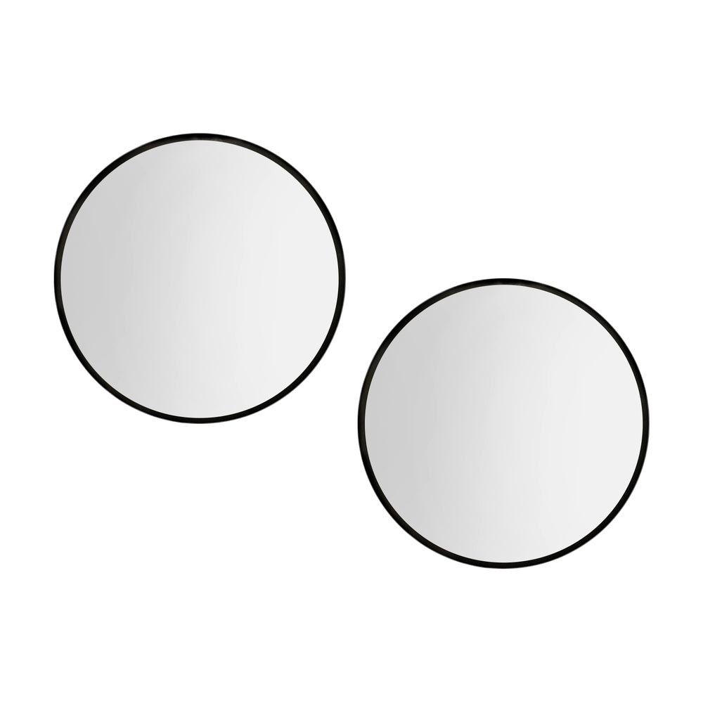 Embellir 2 Wall Mirror Makeup 60cm Home Decor Framed Mirrors Bathroom Round Black Embellir
