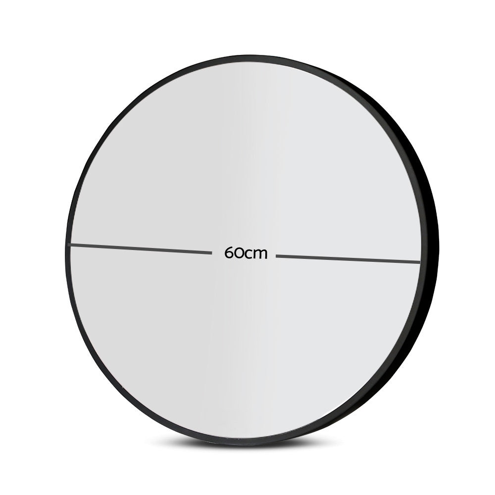 Embellir 2 Wall Mirror Makeup 60cm Home Decor Framed Mirrors Bathroom Round Black Embellir