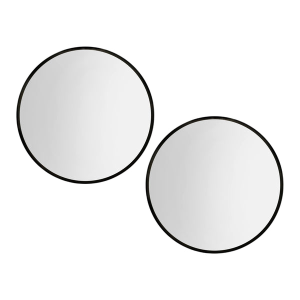 Embellir 2 Wall Mirror Makeup 80cm Home Decor Framed Mirrors Bathroom Round Black Embellir
