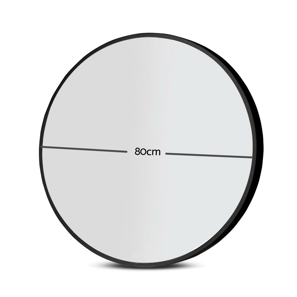 Embellir 2 Wall Mirror Makeup 80cm Home Decor Framed Mirrors Bathroom Round Black Embellir