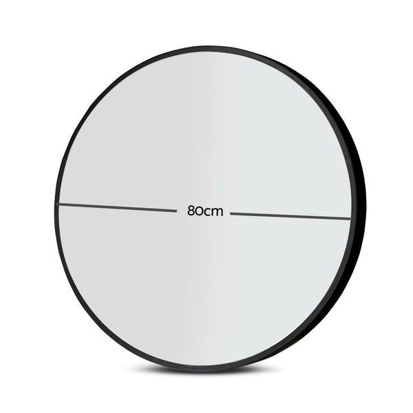 Embellir 2 Wall Mirror Makeup 80cm Home Decor Framed Mirrors Bathroom Round Black Embellir
