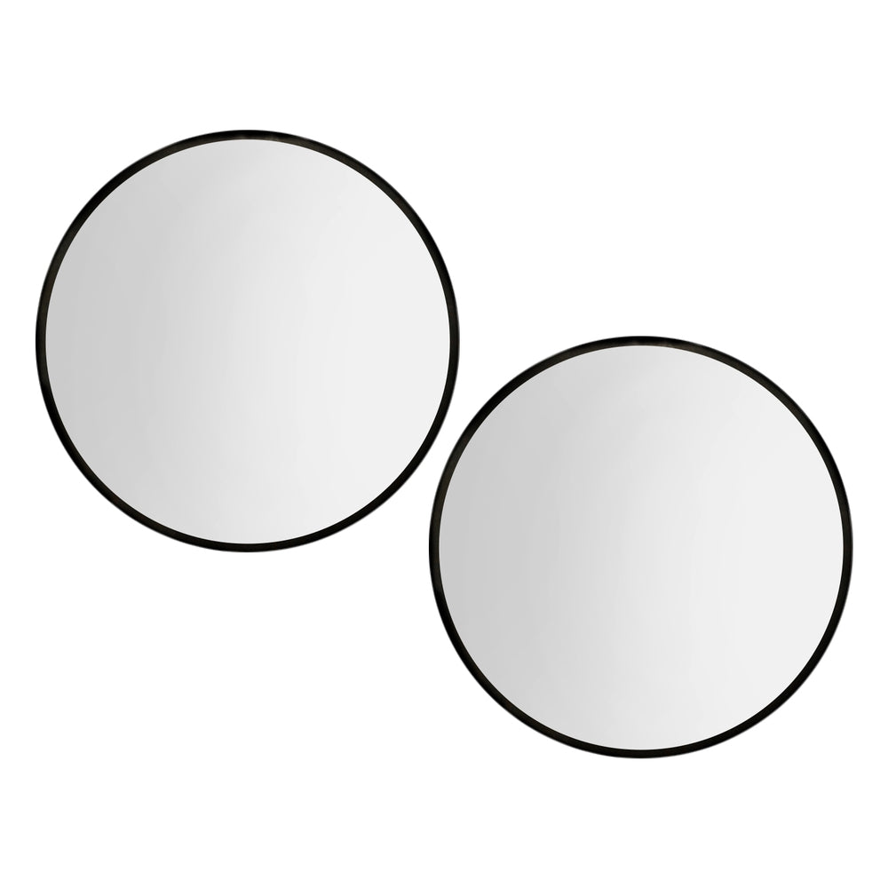 Embellir 2 Wall Mirror Makeup 90cm Home Decor Framed Mirrors Bathroom Round Black Embellir