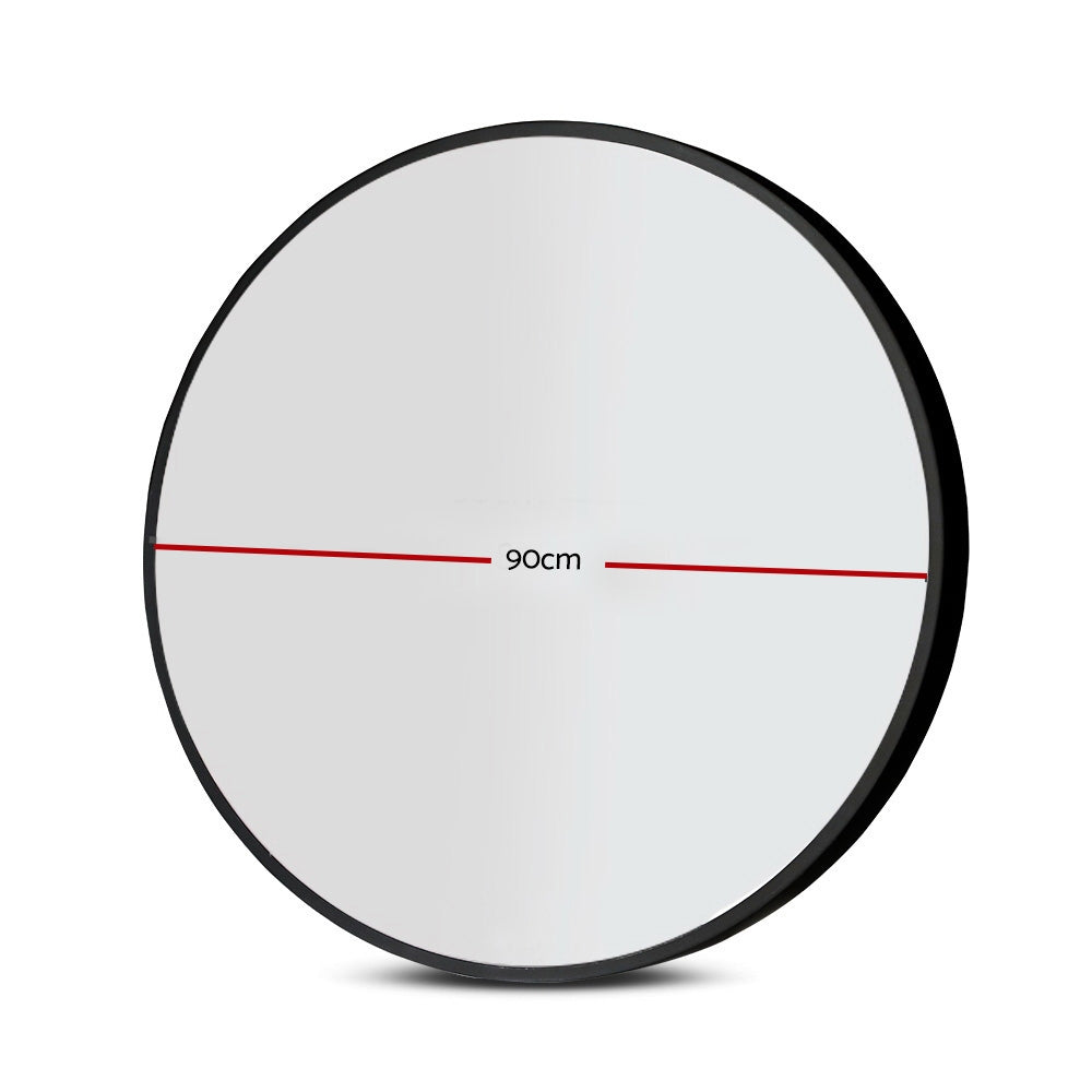 Embellir 2 Wall Mirror Makeup 90cm Home Decor Framed Mirrors Bathroom Round Black Embellir