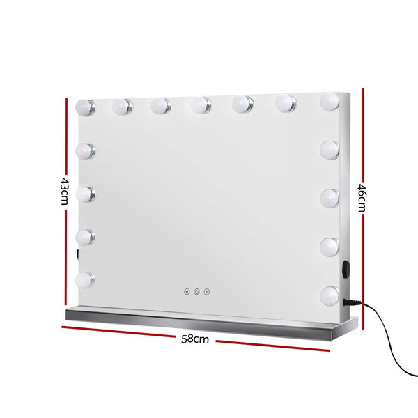 Embellir Hollywood Frameless Makeup Mirror With 15 LED Lighted Vanity Beauty 58cm x 46cm Embellir