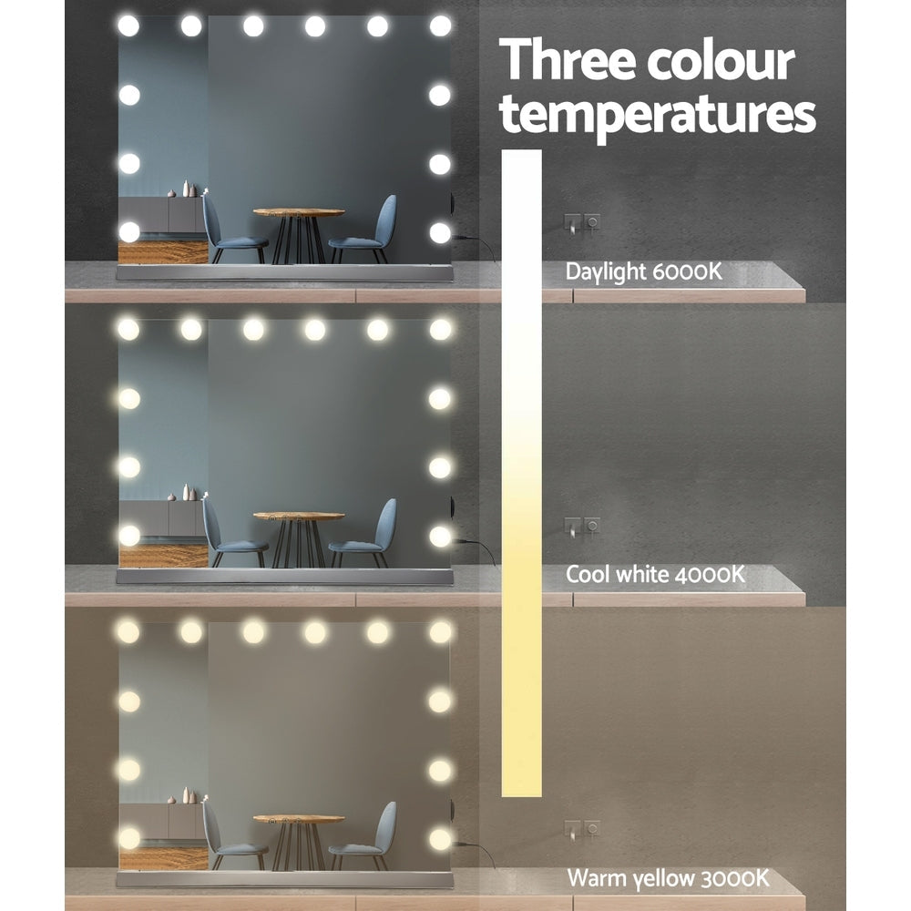 Embellir Hollywood Frameless Makeup Mirror With 15 LED Lighted Vanity Beauty 58cm x 46cm Embellir