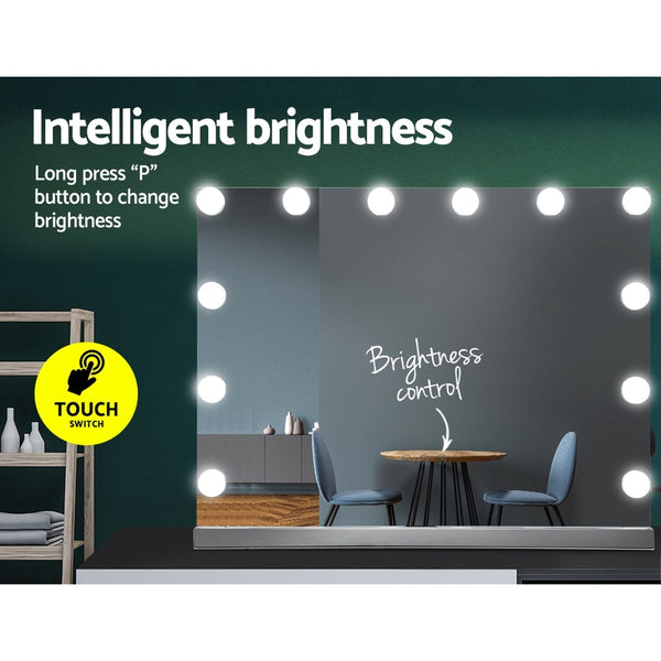 Embellir Hollywood Frameless Makeup Mirror With 15 LED Lighted Vanity Beauty 58cm x 46cm Embellir