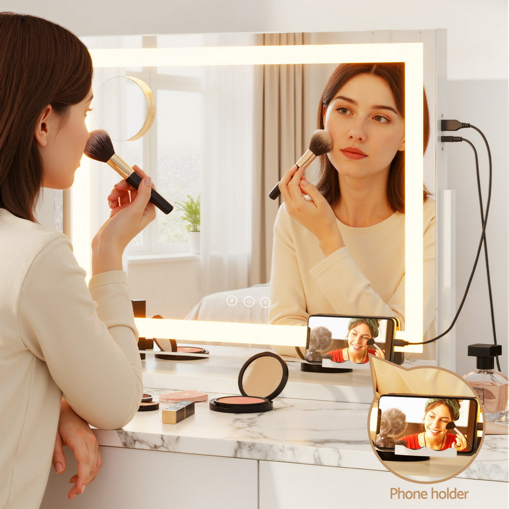 Embellir Makeup Mirror 58x46cm 360～ Rotatable Vanity Mirror with Lights Bright Light Strip Adjustable Embellir