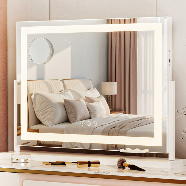 Embellir Makeup Mirror 58x46cm 360～ Rotatable Vanity Mirror with Lights Bright Light Strip Adjustable Embellir