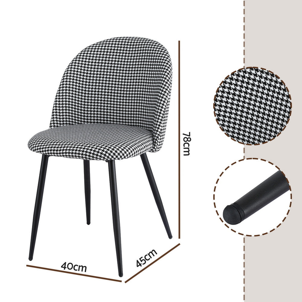 Artiss Dining Chairs Set of 2 Linen Solid Curved Houndstooth Awezingly