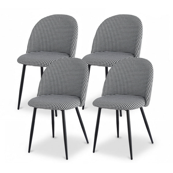 Artiss Dining Chairs Set of 4 Linen Solid Curved Houndstooth Awezingly