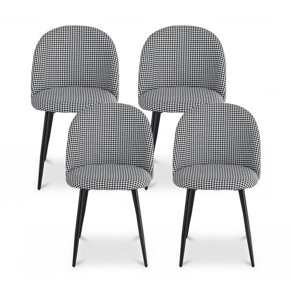 Artiss Dining Chairs Set of 4 Linen Solid Curved Houndstooth Awezingly