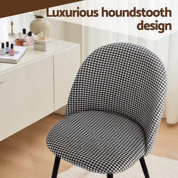Artiss Dining Chairs Set of 4 Linen Solid Curved Houndstooth Awezingly