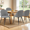 Artiss Dining Chairs Set of 4 Linen Solid Curved Houndstooth