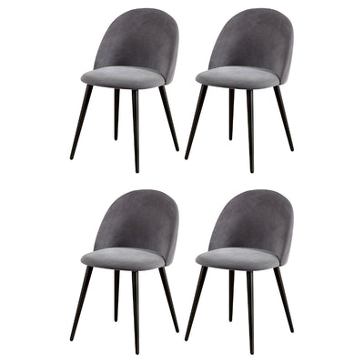Artiss Dining Chairs Set of 4 Velvet Solid Curved Dark Grey