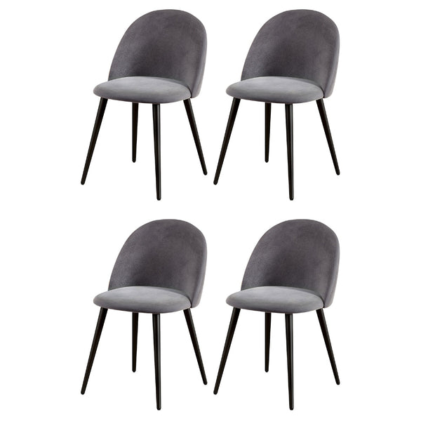 Artiss Dining Chairs Set of 4 Velvet Solid Curved Dark Grey Artiss