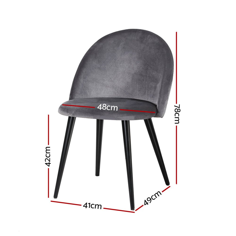 Artiss Dining Chairs Set of 4 Velvet Solid Curved Dark Grey Artiss