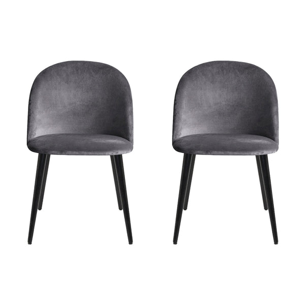Artiss Dining Chairs Set of 4 Velvet Solid Curved Dark Grey Artiss