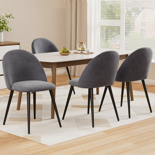 Artiss Dining Chairs Set of 4 Velvet Solid Curved Dark Grey Artiss