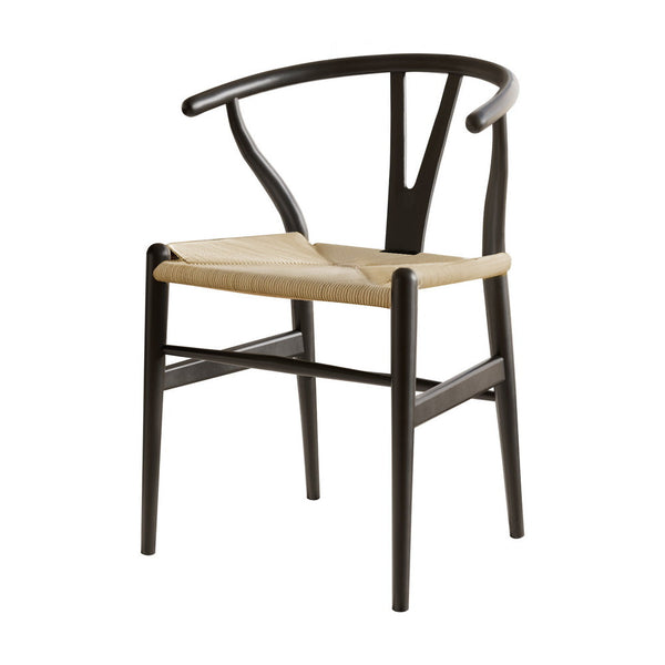 1x Artiss Dining Chair Wooden Rattan Wishbone Black Artiss