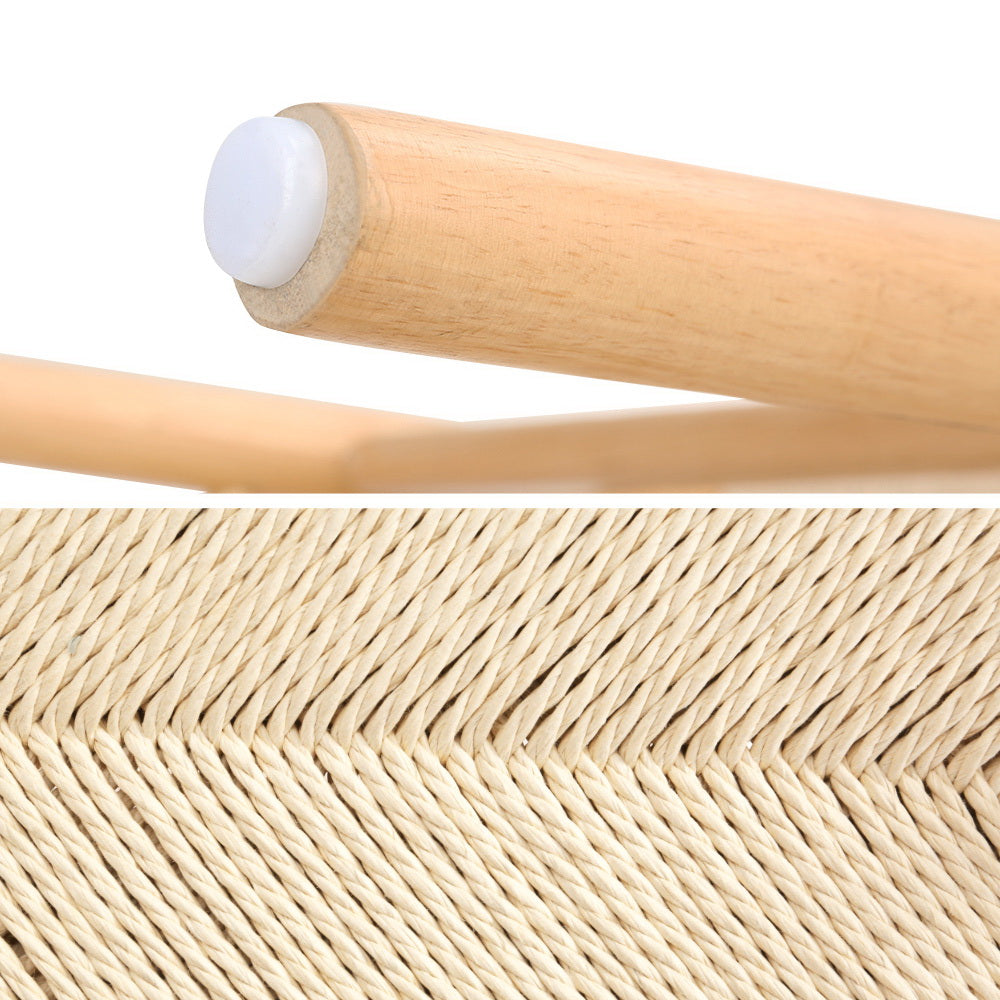 Artiss Wishbone Dining Chairs Ratter Seat Solid Wood Frame Cafe Lounge Chair Artiss