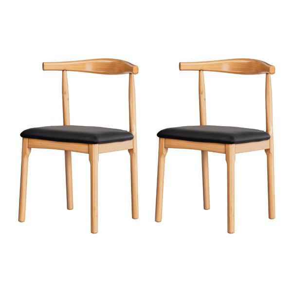 Artiss 2x Dining Chairs Rubber Wood Leather Seat Black Artiss