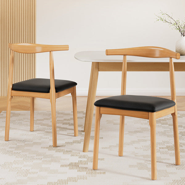 Artiss 2x Dining Chairs Rubber Wood Leather Seat Black Artiss