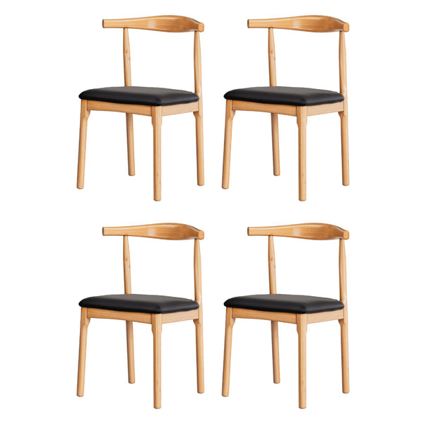 Artiss 4x Dining Chairs Rubber Wood Leather Seat Black Artiss