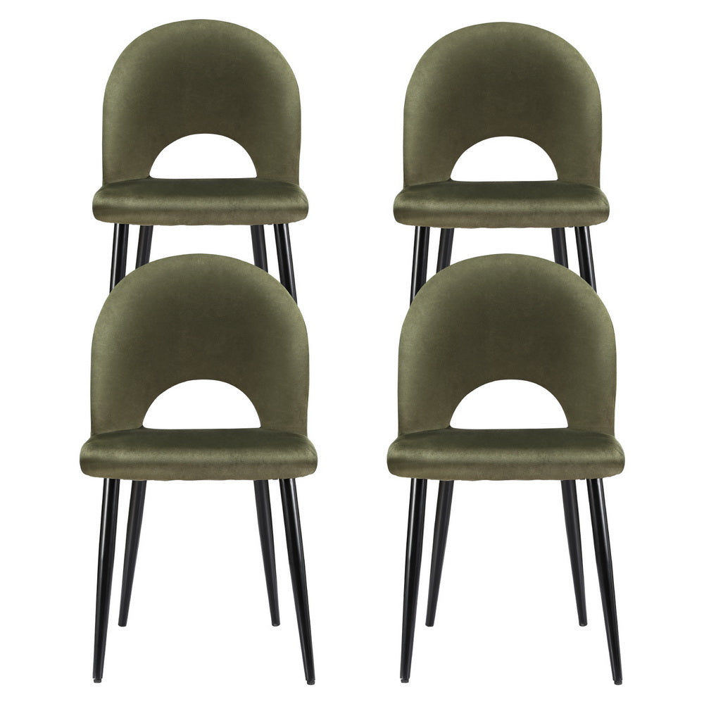Artiss Dining Chairs Set of 4 Velvet Hollow Green Artiss