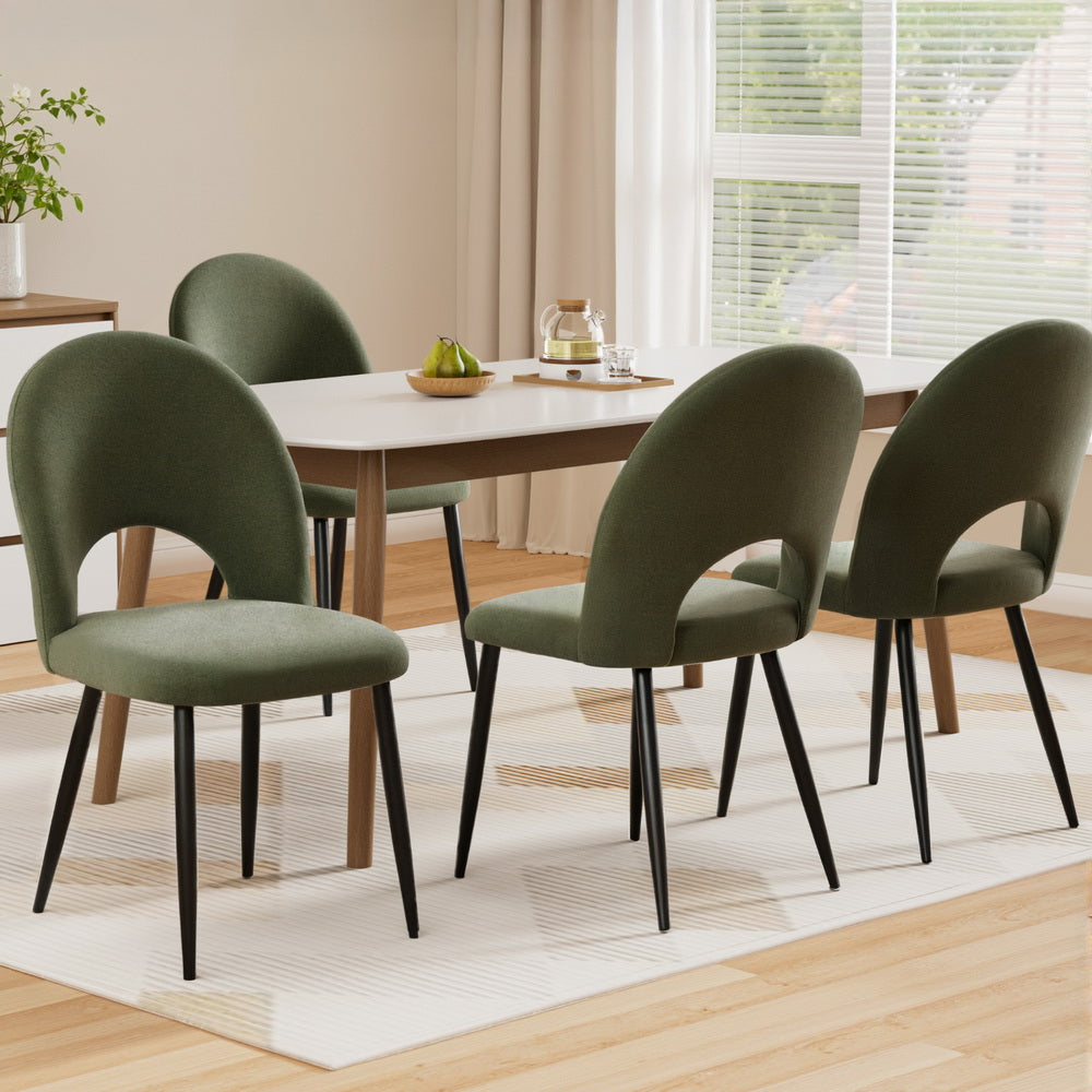 Artiss Dining Chairs Set of 4 Velvet Hollow Green Artiss