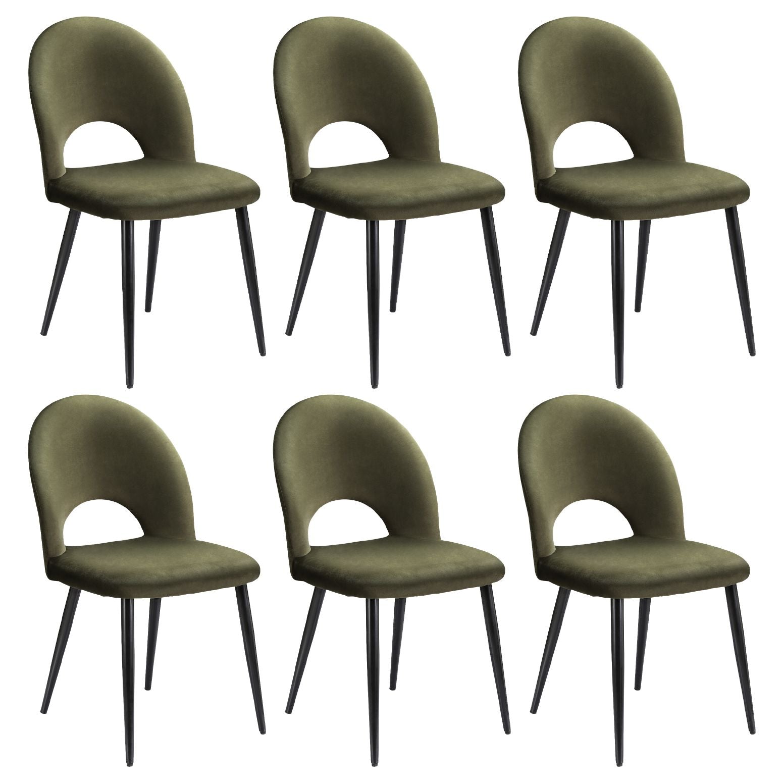 Artiss Dining Chairs Set of 6 Velvet Hollow Green Awezingly