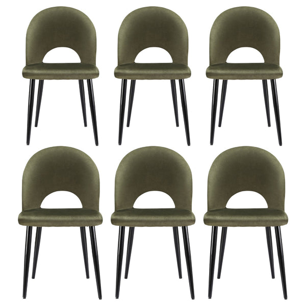 Artiss Dining Chairs Set of 6 Velvet Hollow Green Awezingly